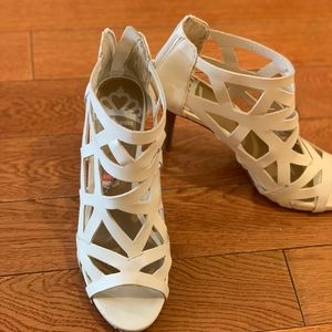 Fergalicious white heels